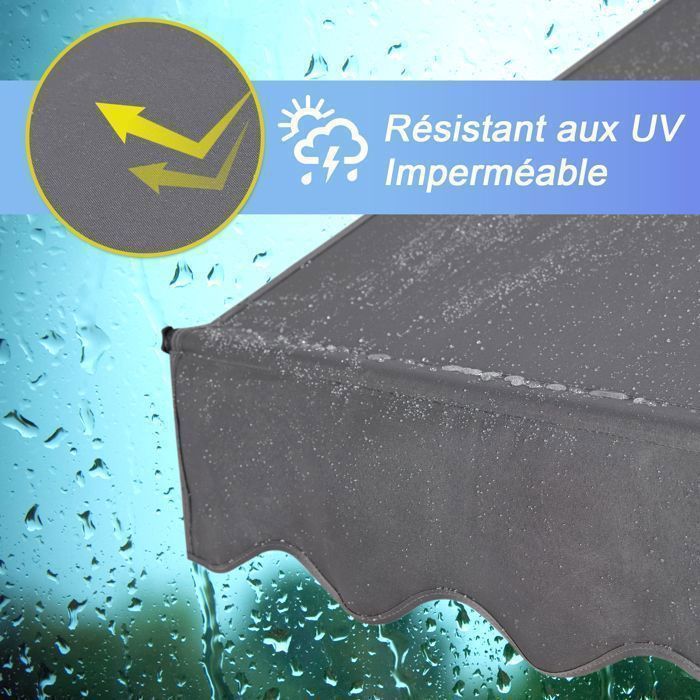 Toldo retráctil gris de 3 m, persiana manual para balcón, no requiere perforación, con parasol de altura ajustable para terraza.