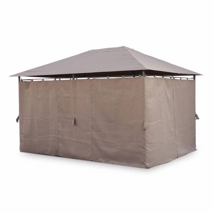 3x4 m Gazebo - Divio - Taupe Canvas - Pergola with curtains. Garden tent. Marquee. Party tent.