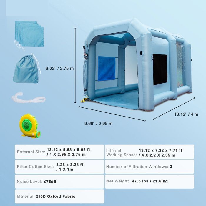 Tenda per pittura - DUOKU - Cabina gonfiabile - 4x2,95x2,75 m - Filtro incluso - Soffiatore da 950 W