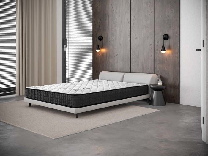 Colchón GAMMA 140x190 cm - 24 cm - Espuma viscoelástica - 7 zonas HR de 35 kg/m³ y AERO-LATEX - Ergonómico - Laterales para verano/invierno - Firme