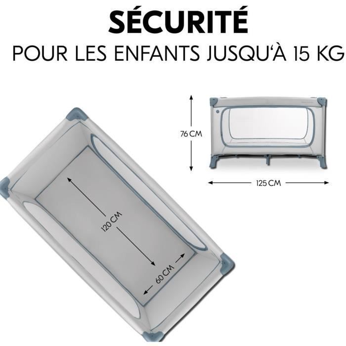 Lit de voyage - HAUCK - DREAM N PLAY PLUS - 60 x 120 cm - Dès la naissance - Pliable - Dusty blue