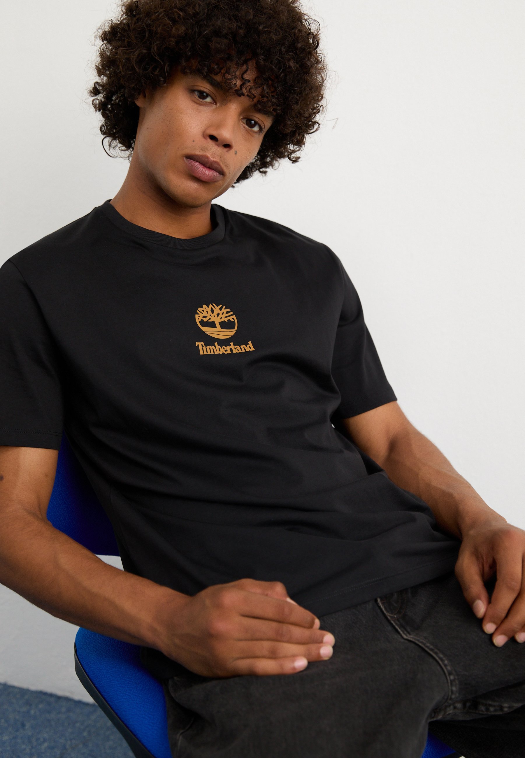 Timberland T-Shirt mit kleinem Logo-Print, Zitrone-Pfeffer - Schwarz