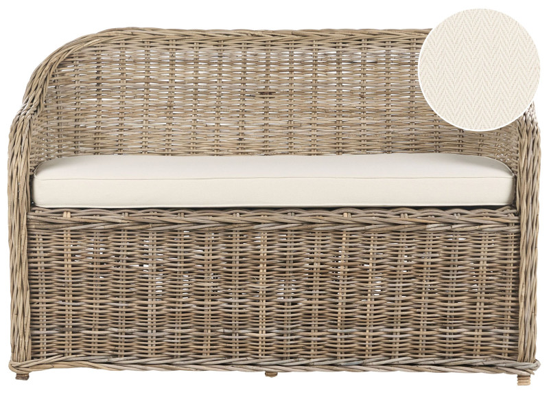 Sofa ogrodowa 2-osobowa 141 cm rattanowa naturalna
