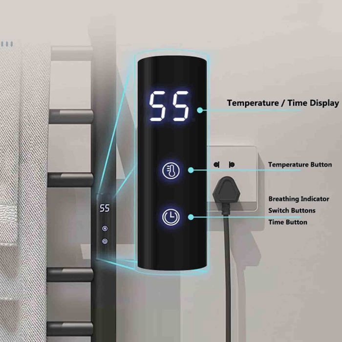 Scaldasalviette elettrico a parete intelligente a 7 barre con riscaldamento a temperatura costante per il bagno.