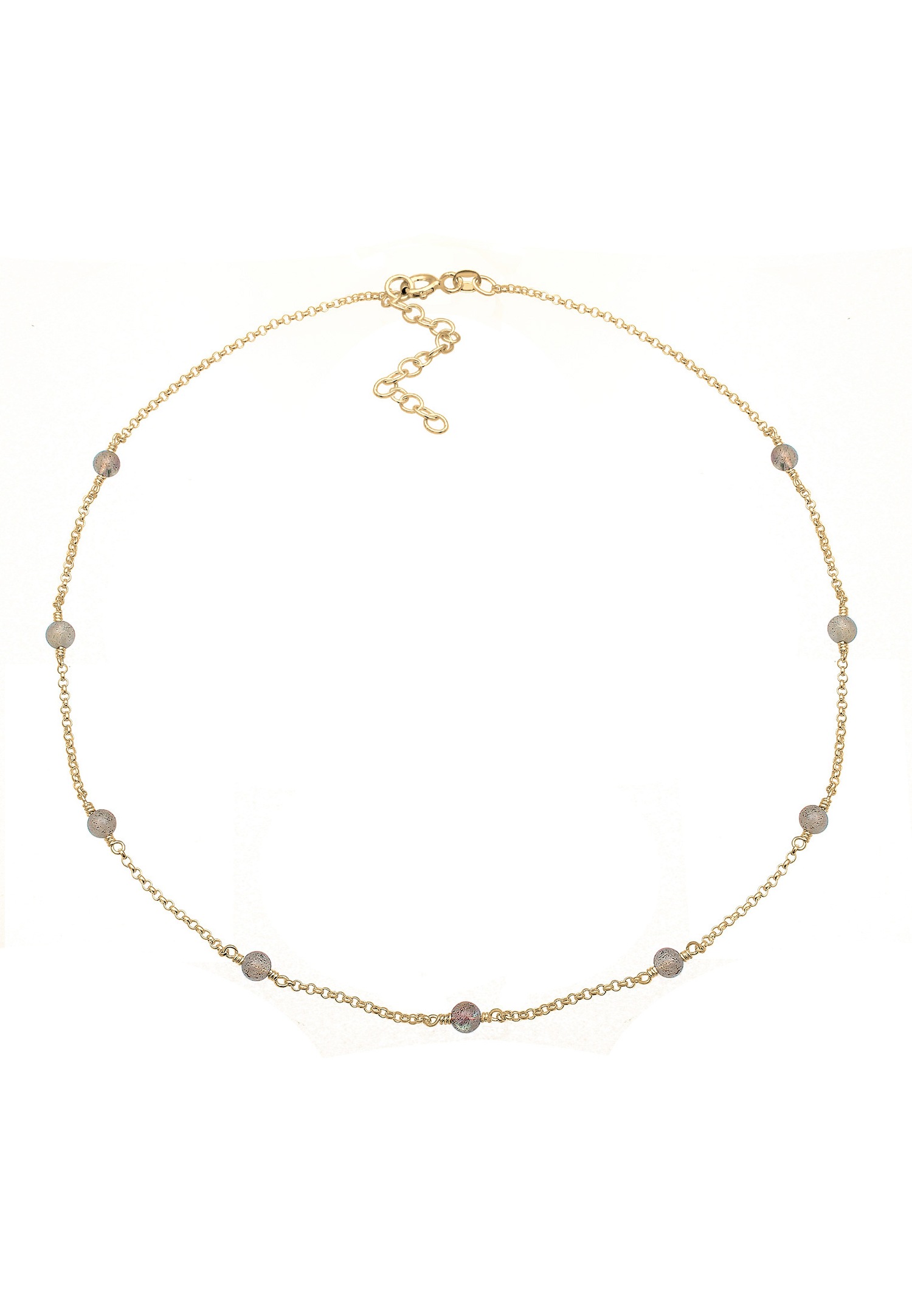 Elli Chaîne à pois pour dames Balles de Labradorite Boho 925 Argent