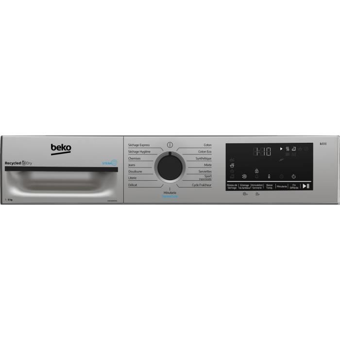 Sèche-linge pompe à chaleur BEKO D3H28E93S Eco Sense - 8 kg - L60cm - Silver