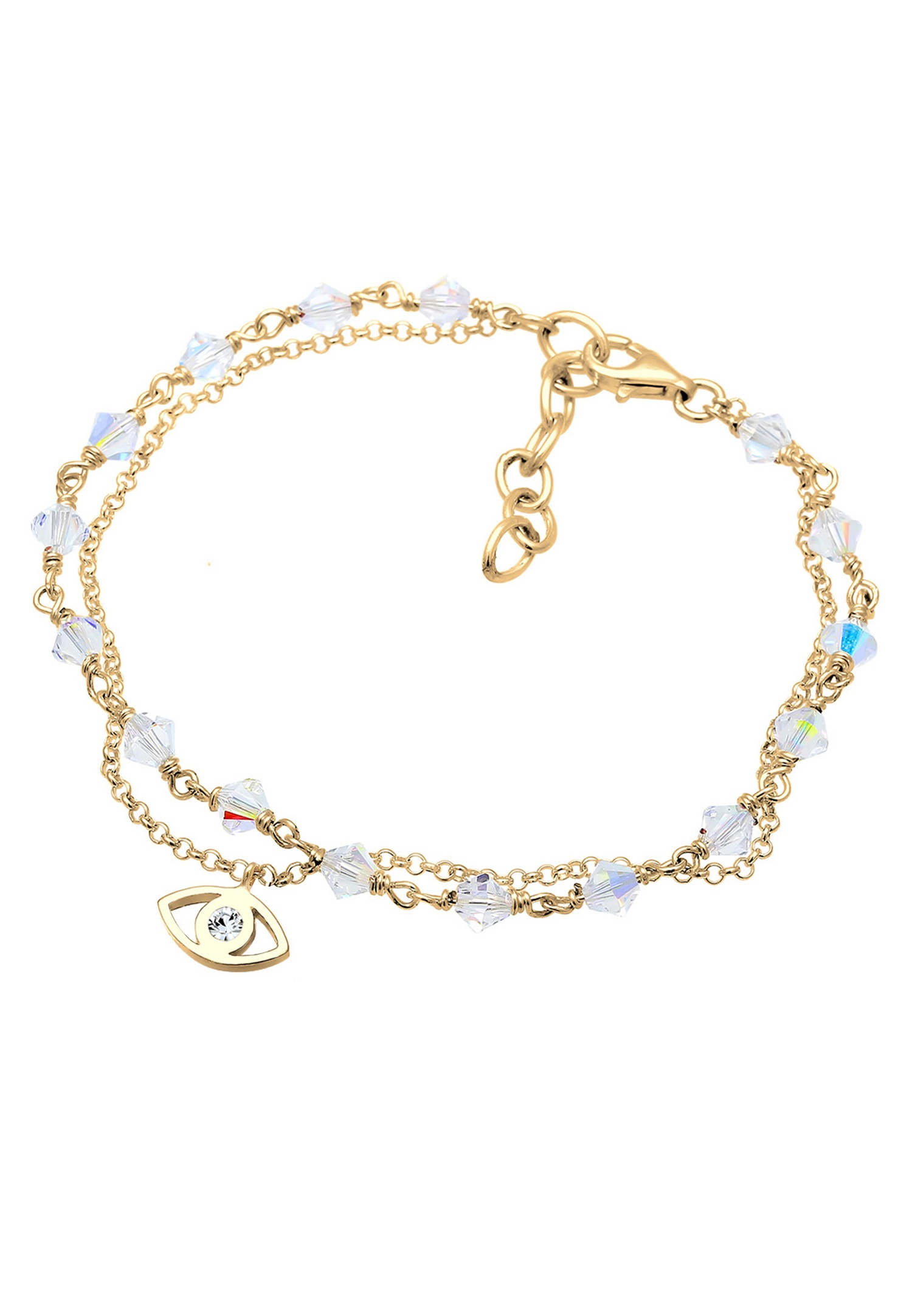 Elli Femmes Evil Eye plaqué or avec cristaux en argent sterling 925