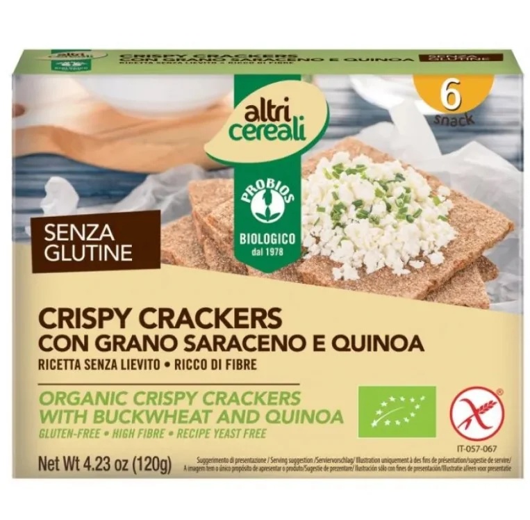 PROBIOS AltriCereali Knusprige Cracker mit Buchweizen und Quinoa, glutenfrei, 120 g