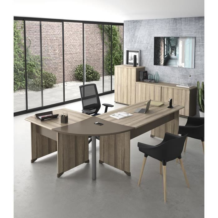 Escritorio con panel JAZZ de 180 cm - Gami - Marrón capuchino - Hecho en Francia