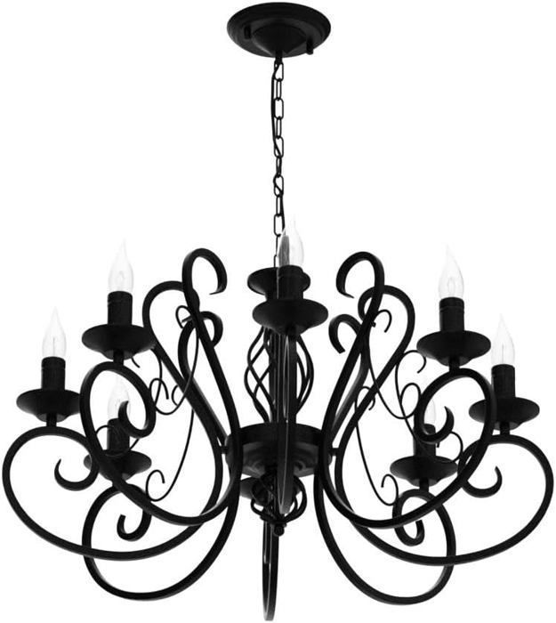 Lampadari Ganeed in stile francese, lampadario industriale vintage a 8 luci per isola cucina, in ferro nero, per stile rustico, attacco E14