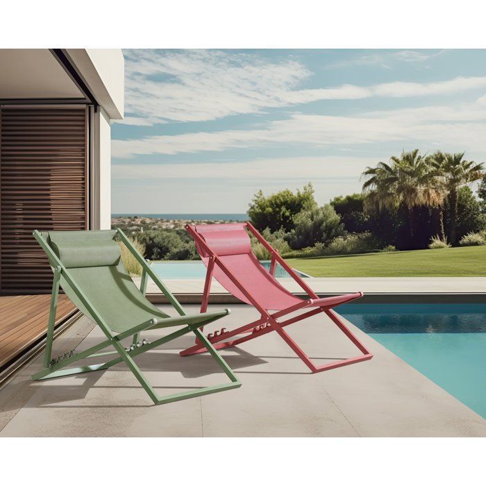 PAROS ligstoel - Stalen frame - B 63 x D 104 x H 97 cm - Khaki groen