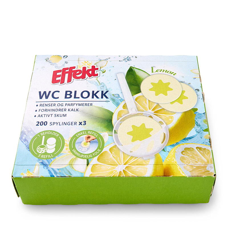 Effekt toalettblokk 3-pakning, Sitron, Easy Load, Effekt