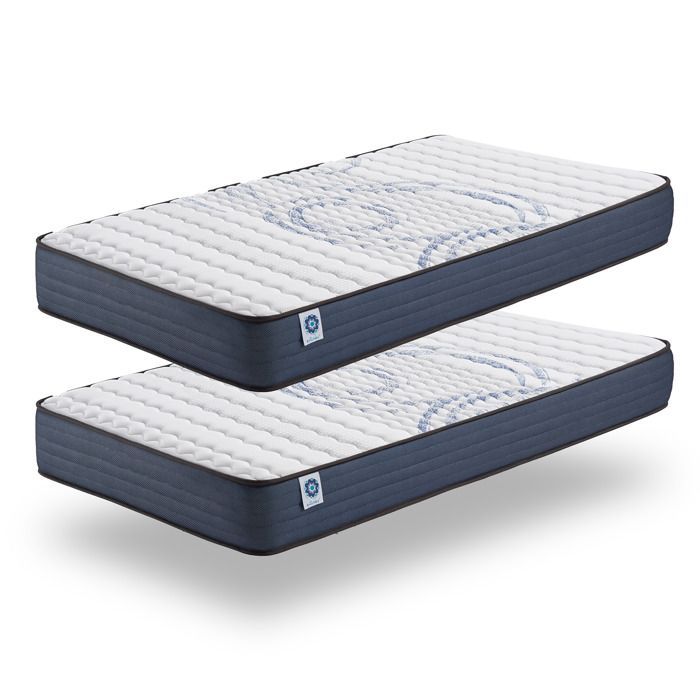Lot de 2 Matelas Perfect Dream 80x200 cm - Mousse mémoire de Forme + Blue Latex - Soutien Optimal - 7 Zones - Hypoallergénique