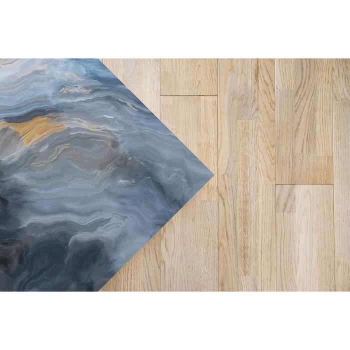 Alfombra de vinilo Panorama Mármol Azul y Naranja 140x200 cm - Alfombra para cocina, oficina y sala de estar en PVC