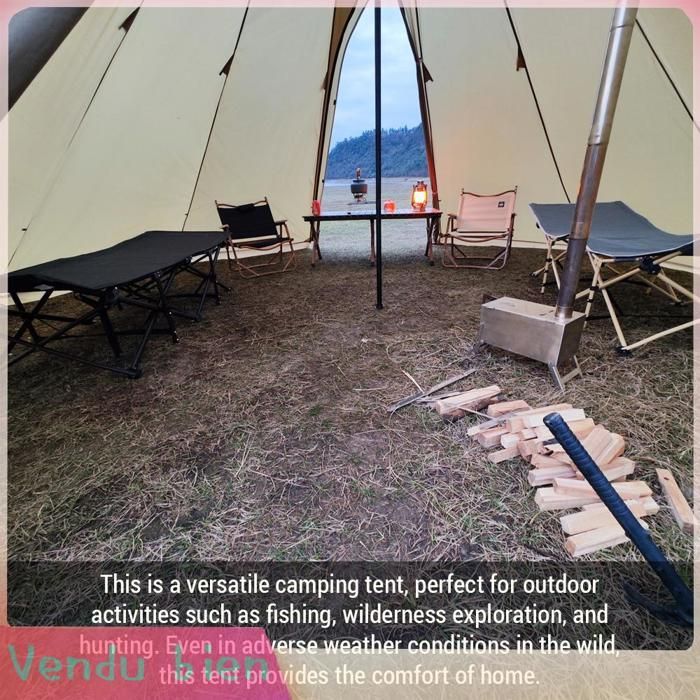 Garosa Tente Tipi chaude 5-8 personnes Tipi tente chaude avec poêle Jack Camping pyramide Tipi tente pour sport camping Vert armée