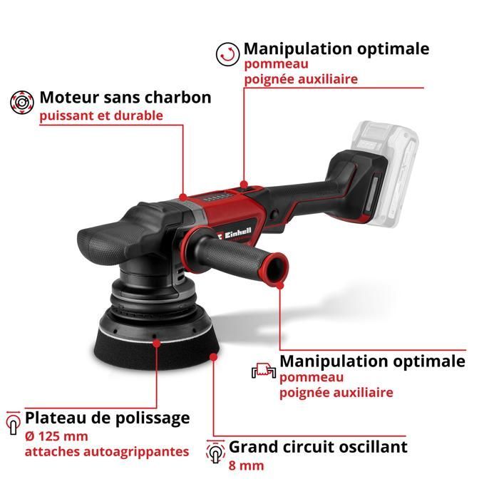 Einhell Professional Polisseuse excentrique sans fil CP-EP 18/125 Li BL-Solo PXC (18V, 125 mm) Livré sans Batterie ni Chargeur