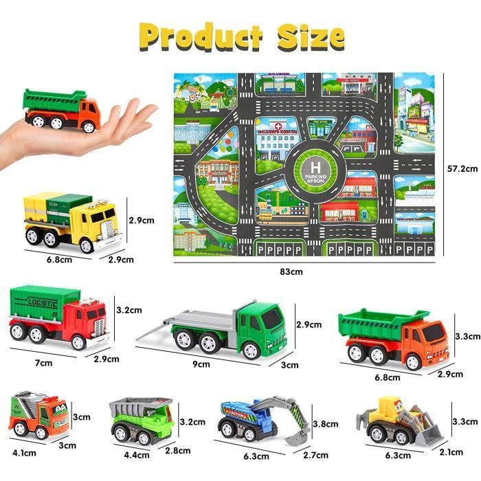 Tapis Circuit Voiture Enfant - ZGEER - Coffret de 8 Véhicules Miniatures - Jouet Intérieur pour Garçons Filles