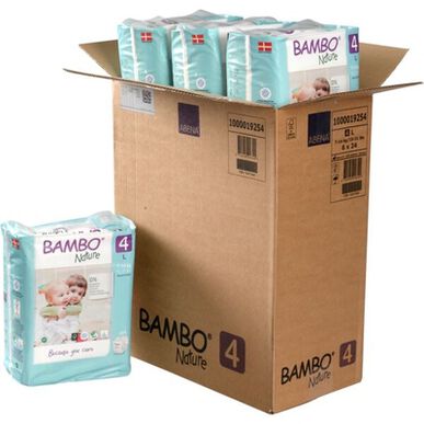 Pañales ecológicos Bambo Nature para bebés niños y niñas, 0% perfume, talla 4, 7-14 kg, 24 unidades.