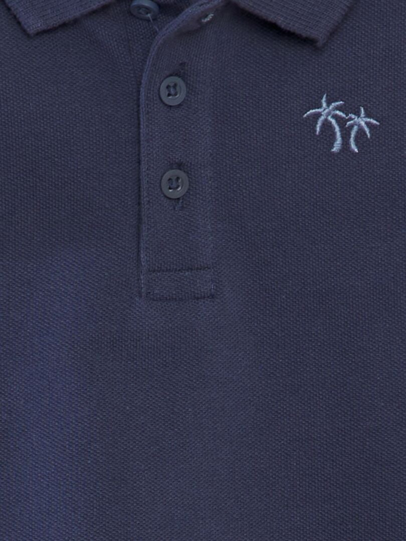 Camisa polo de algodão piqué com estampa de palmeiras - PRETA