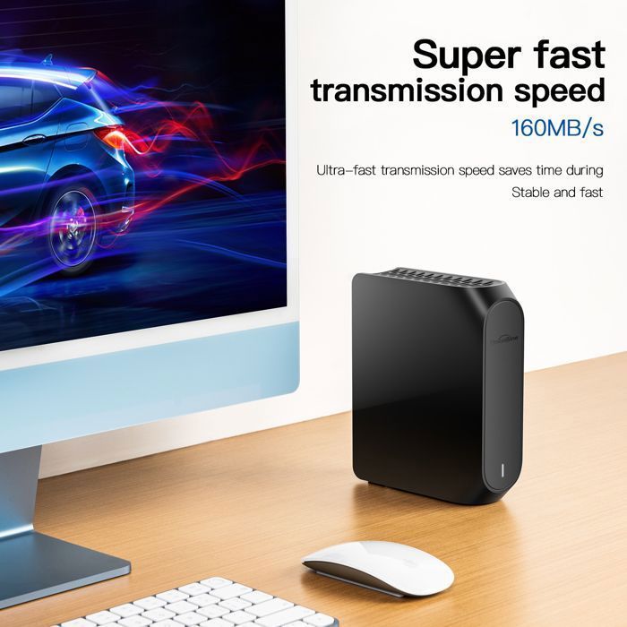 UnionSine Disque Dur Externe 3.5'' USB3.2 Gen2 Type-C 16To Noir - Compatible PC Mac PS4 Xbox TV