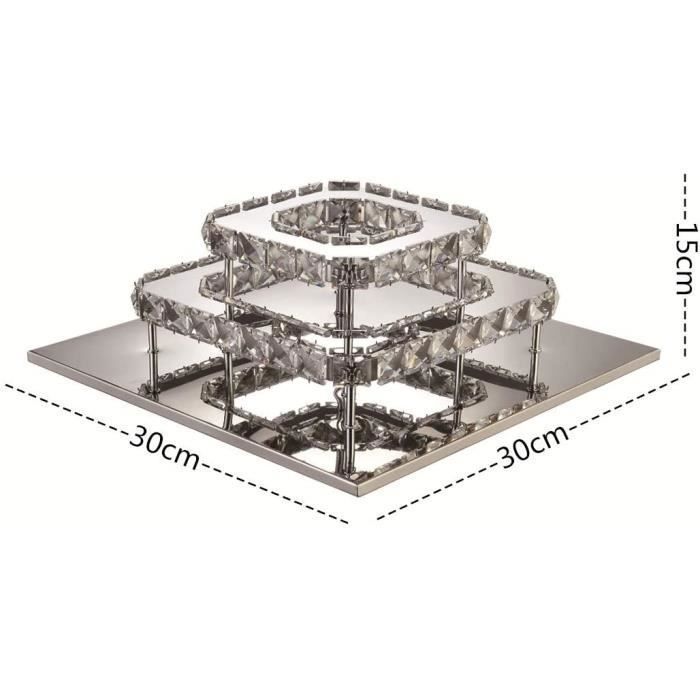 Lámpara de techo de cristal, araña LED, lámpara de cristal para pasillo o comedor, 30 cm, 36 W (blanco frío)