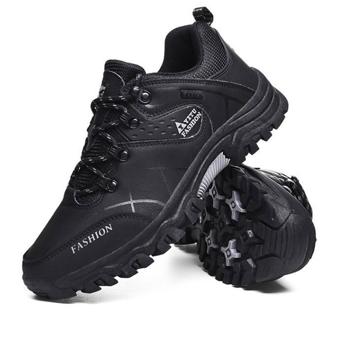Zapatillas de senderismo para hombre - Negras - Para senderismo al aire libre - Impermeables - Transpirables - Cómodas