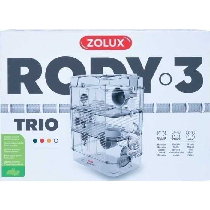 ZOLUX Rody3 Trio bur med 3 nivåer - För hamstrar, möss och gerbiler - L 41 x B 27 x H 53 cm - Vit
