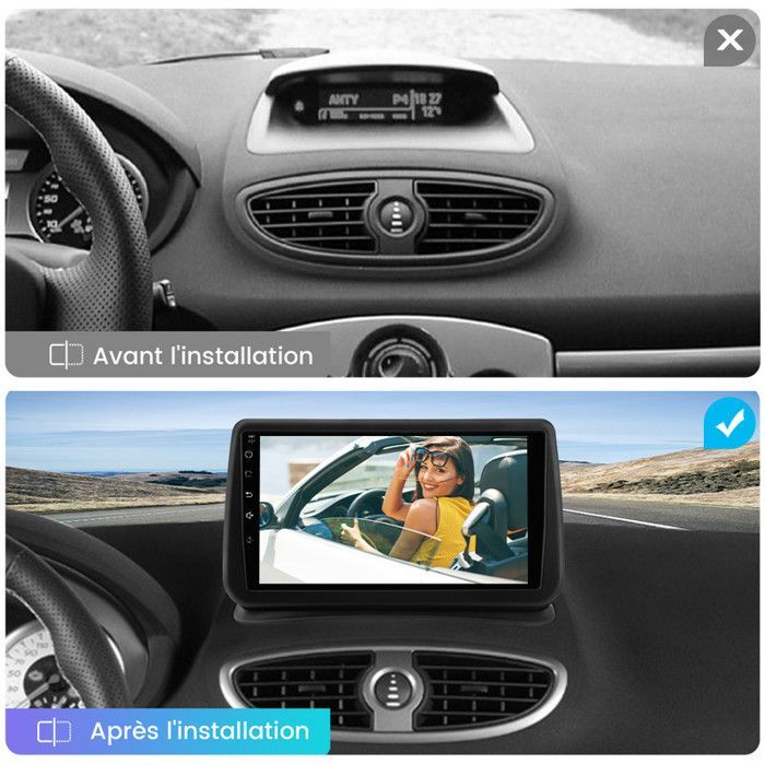AWESAFE Autoradio Android 13 pour Renault Clio 3 (2005-2014) 2Go+64Go avec 9'' écran Tactile Carplay GPS Bluetooth Android Auto