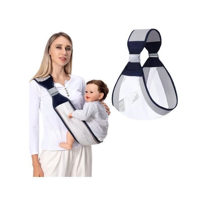 Portabebés transpirable, bandolera ajustable suave y transpirable, portabebés ergonómico apto para bebés de 3,6 a 16 kg, etiqueta gris.