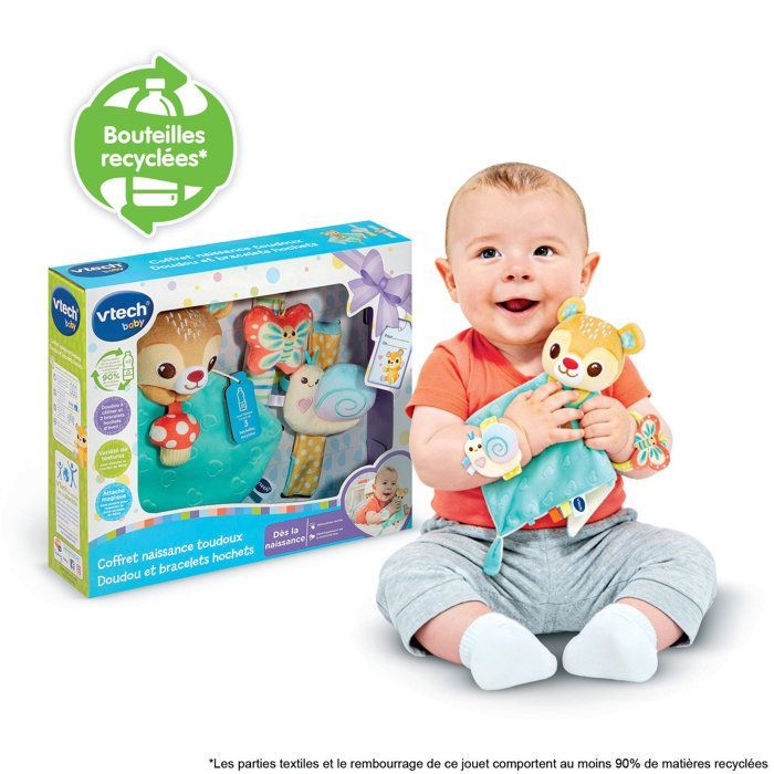 VTECH BABY - TOUDOUX CADEAUSET VOOR PASGEBORENEN - KNUFFEL EN RAMMELARMBANDEN (GERECHTE PLASTIC FLESSEN) - Meerkleurig