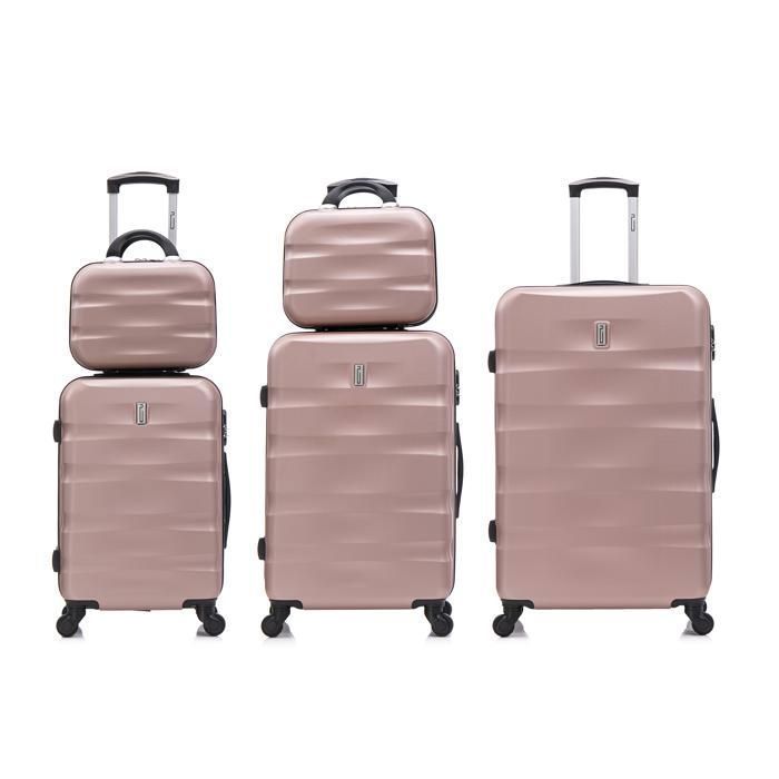 CELIMS FRANCE - Set di valigie Aerowave da 5 pezzi | Set di valigie | Lucchetto | Leggero e rigido | Oro rosa