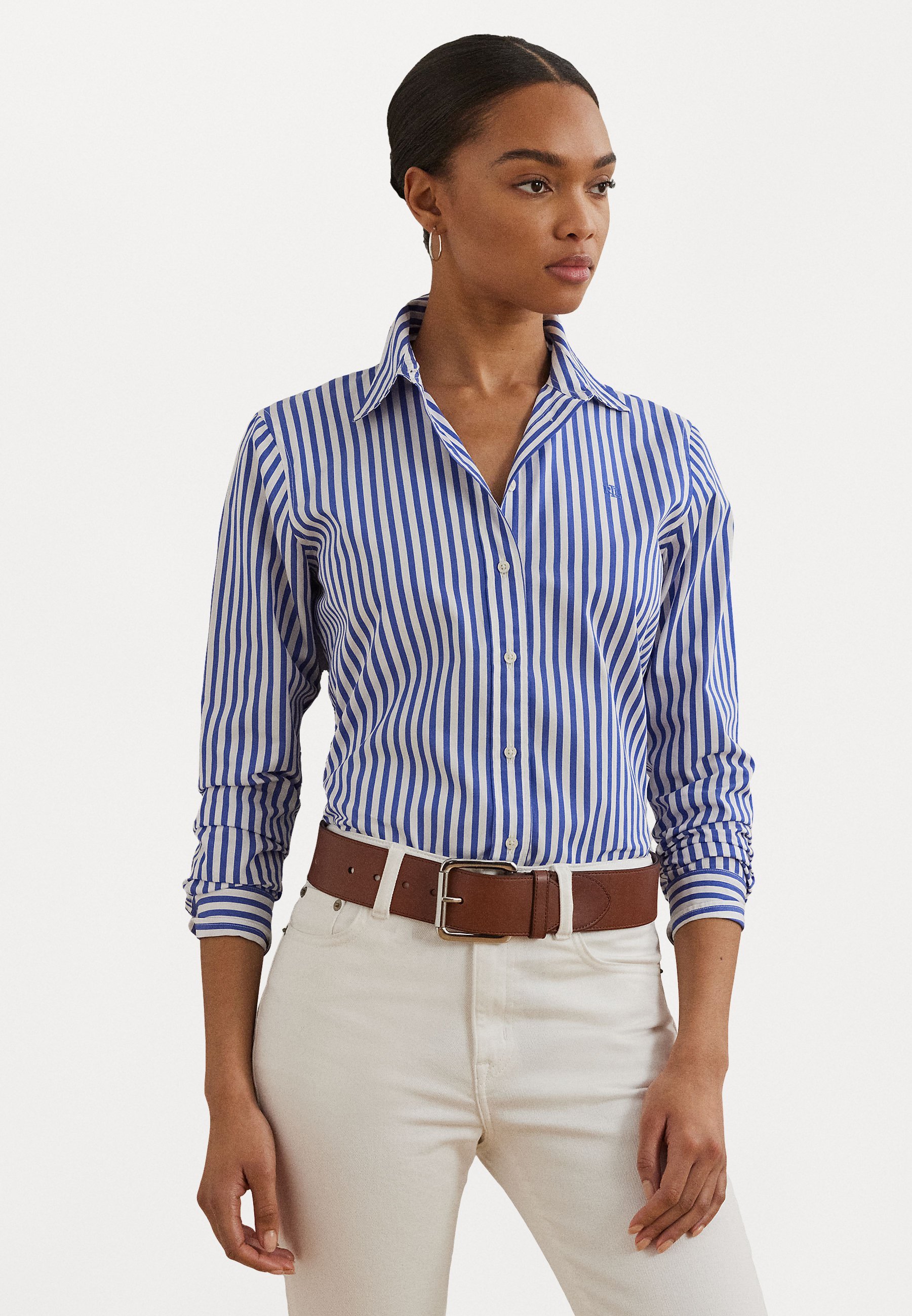 Lauren Ralph Lauren Petite Classic Fit Striped Broadcloth Shirt - Halenka na knoflíky - lapis blue/white