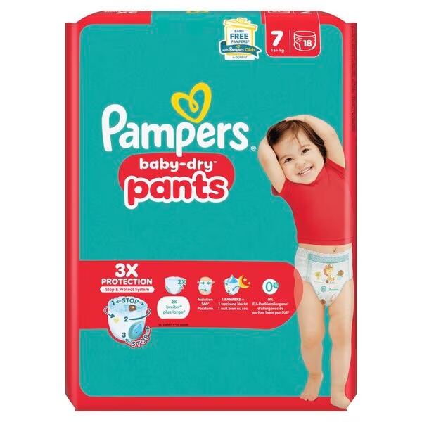 „Pampers Baby-Dry Pants“ 7 dydžio sauskelnės<br>7 dydis (15+ kg), 18 vnt.