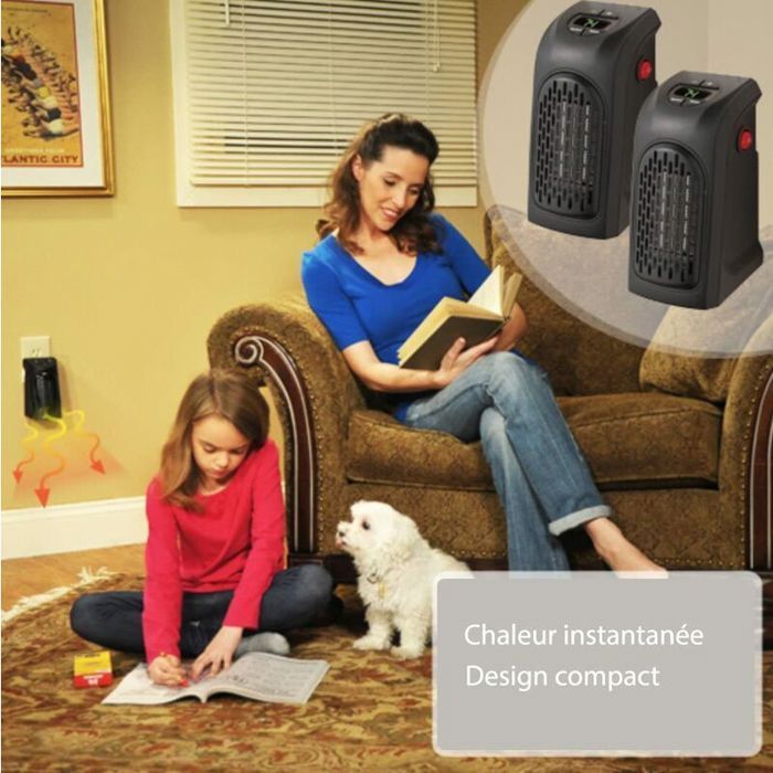 Calefactor inalámbrico - Termostato ajustable - Calienta una habitación en minutos - 400W QERSTA