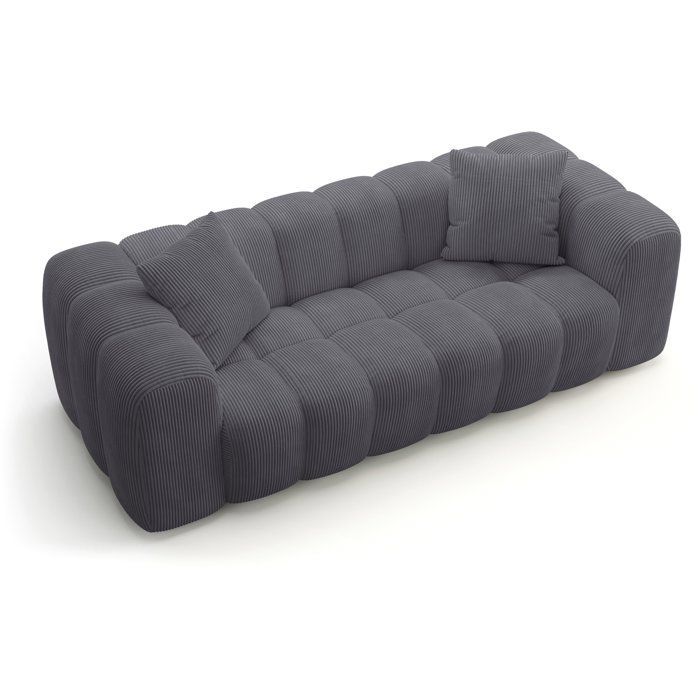 Sofá fijo de 3 plazas - SFERA - Tela gris antracita - 240 x 100 x 80 cm