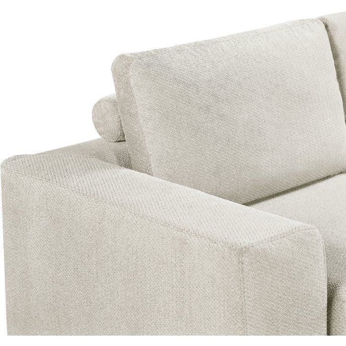 Sofá cama convertible de 3 plazas - BERTILLE - Tejido color crema beige - 200 x 98 x 90 cm