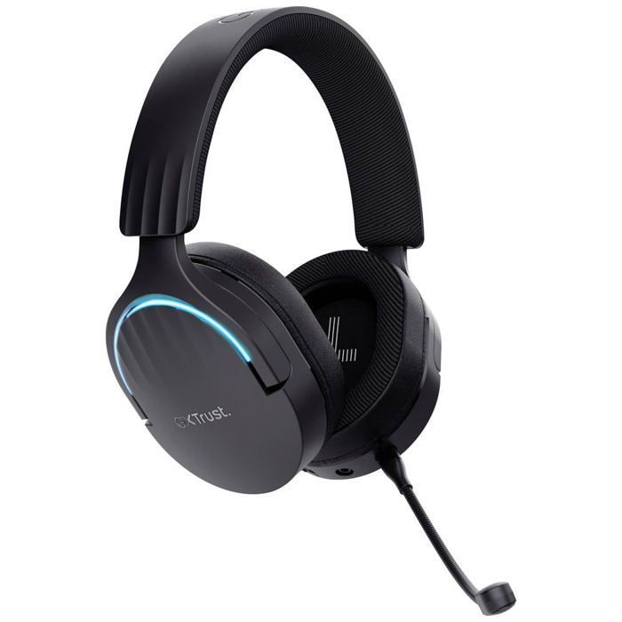 Auriculares Bluetooth supraaurales para juegos Trust GXT491 FAYZO con sonido envolvente virtual, color negro y función de silencio.