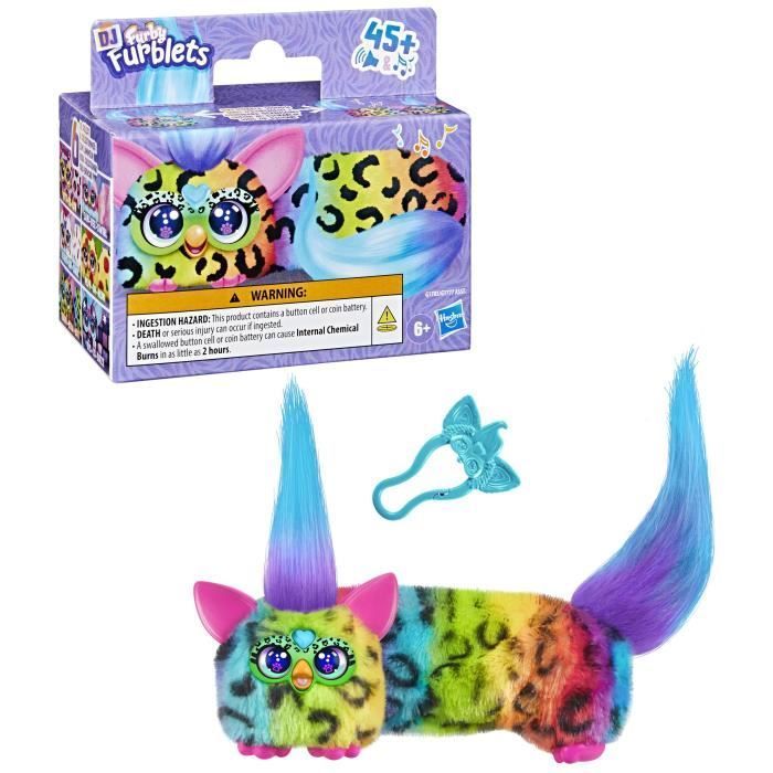 Furby DJ Furblets Rain-Bow-Kat, Mini peluche électronique, jouet pour enfant, 45 sons et musiques, dès 6 ans