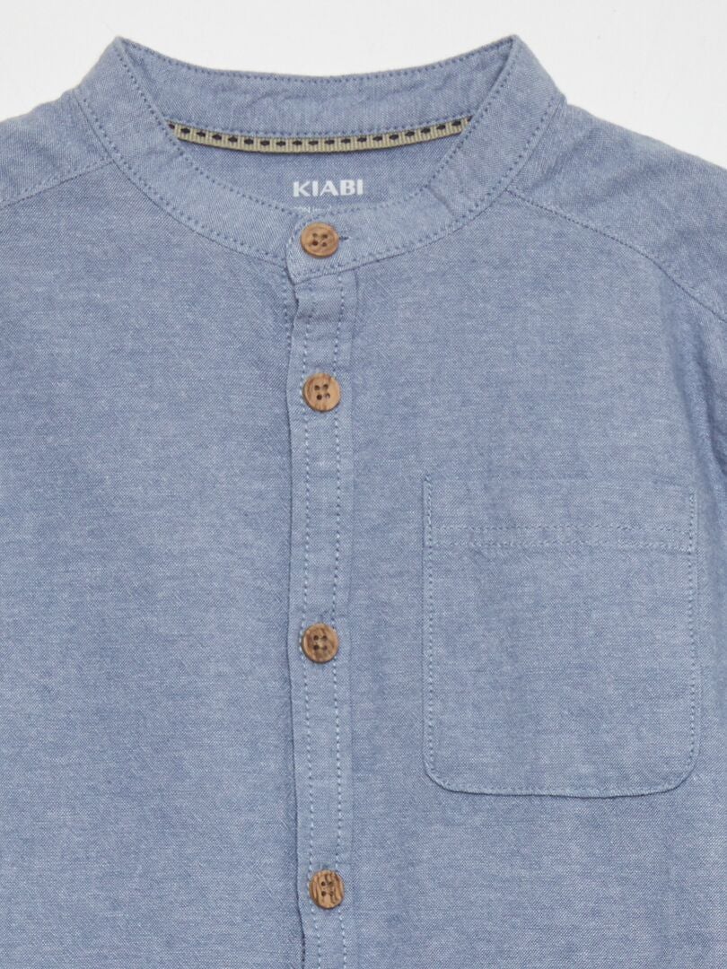 Camisa com gola mandarim - AZUL