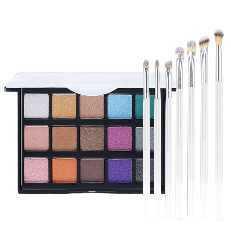Paleta de sombras de ojos mate y brillante: 15 tonos cálidos y ahumados (smoky), incluye set de brochas y cosméticos resistentes al agua