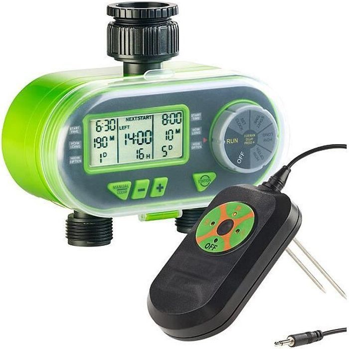 Timer per irrigazione - ROYAL GARDINEER - BWC-200 - 2 connettori - Sensore pioggia