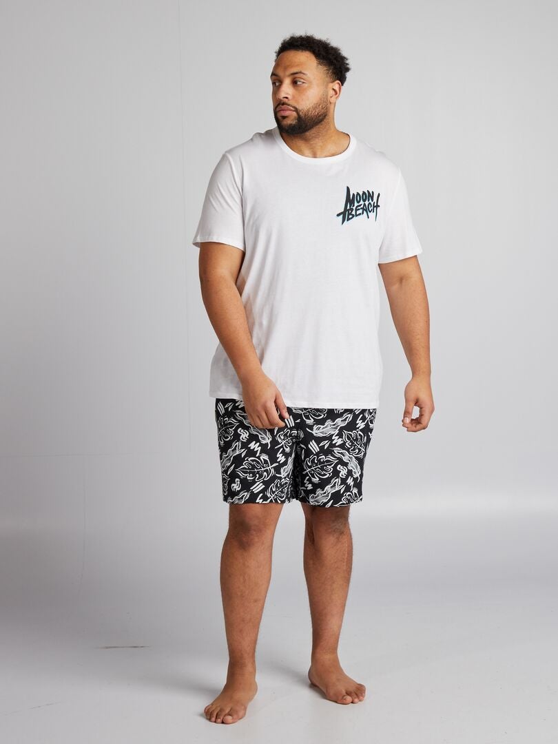 Pijama corto + camiseta - 2 piezas - NEGRO