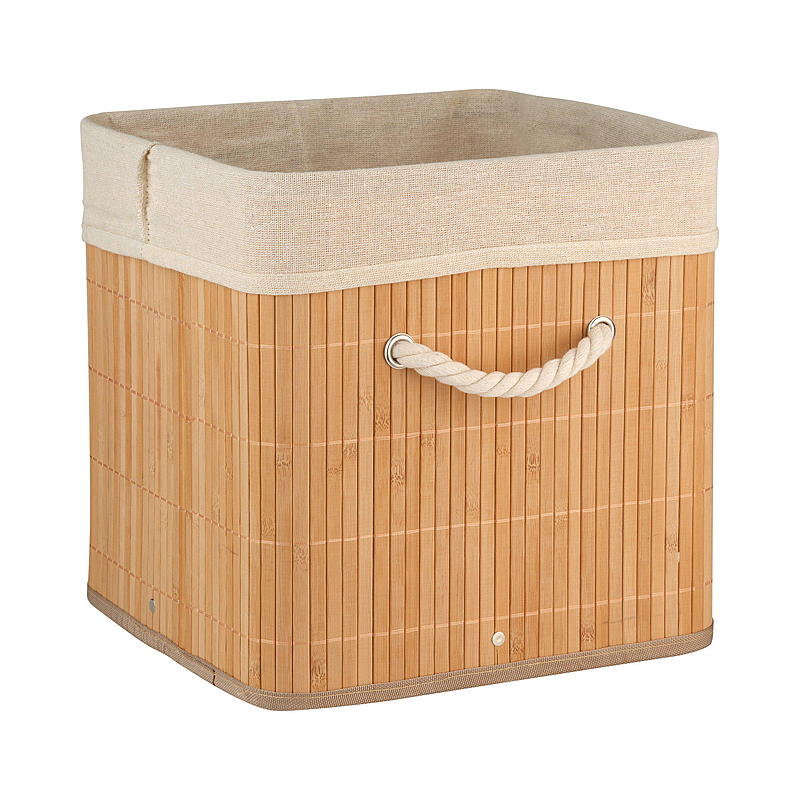 Bamboe mand voor thuisgebruik, 31x31x31 cm, met voering.