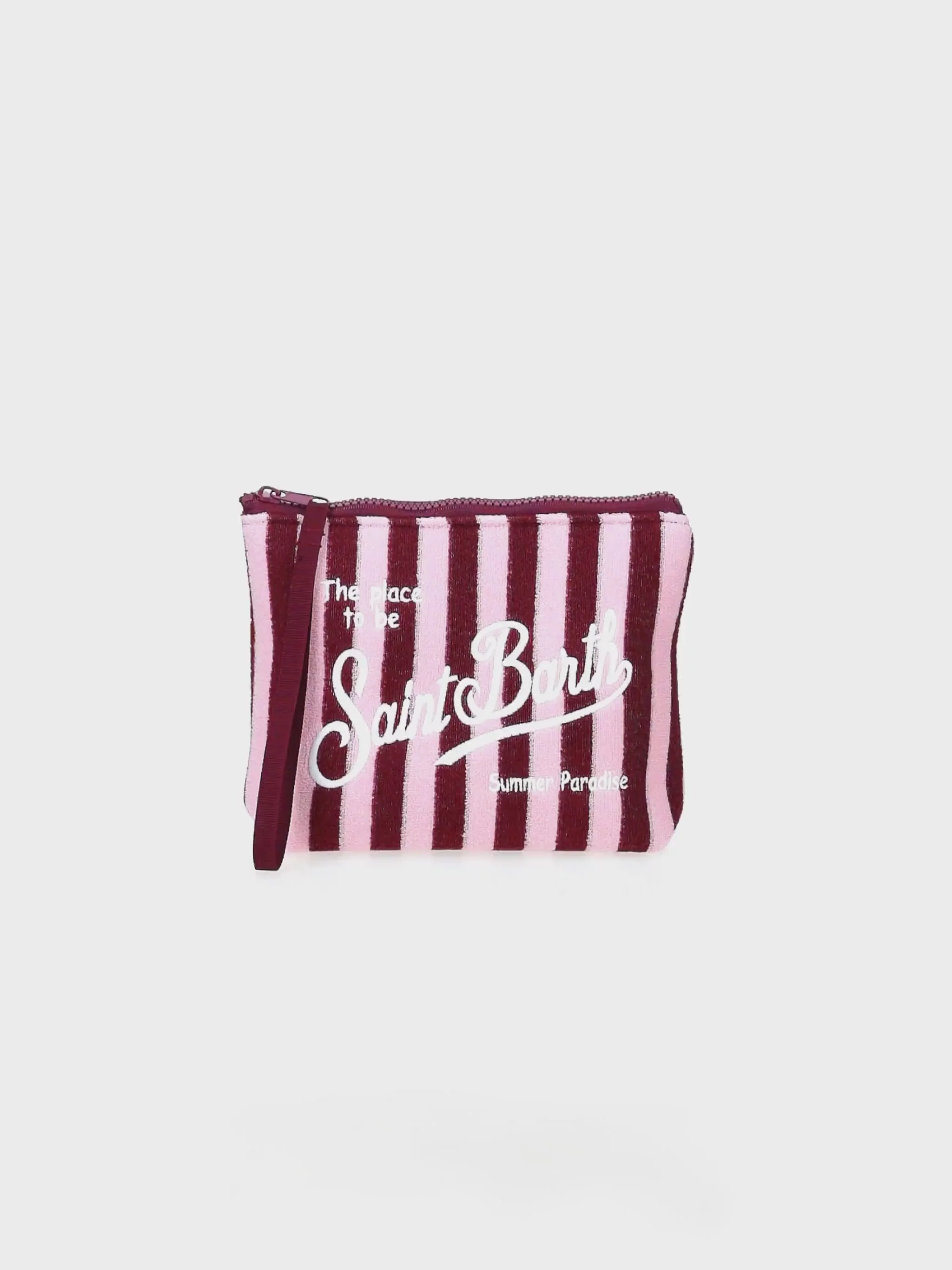 Bolso de mano de felpa con estampado de rayas