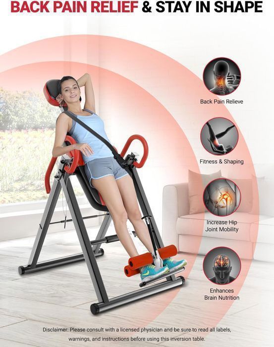 DRIPEX Banc d'inversion réglable/pliable avec triple verrouillage de sécurité, entraîneur de gravité avec ceinture de sécurité
