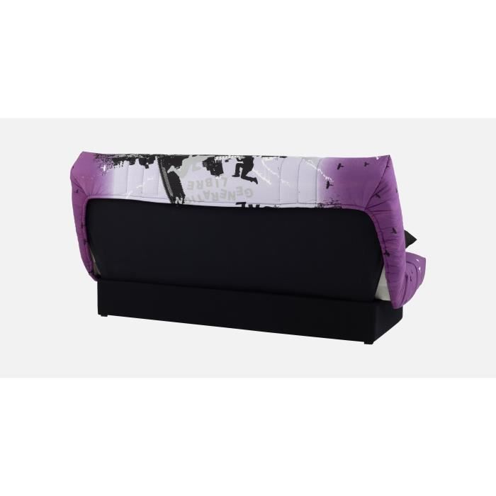 Canapé convertible clic clac 3 places - Tissu motif Street City - L 190 x P 92 cm - DREAM - Style Contemporain