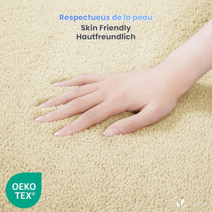 Tapete VOUNOT® macio, de pelo baixo e antiderrapante para sala de estar, 200x300cm, bege liso