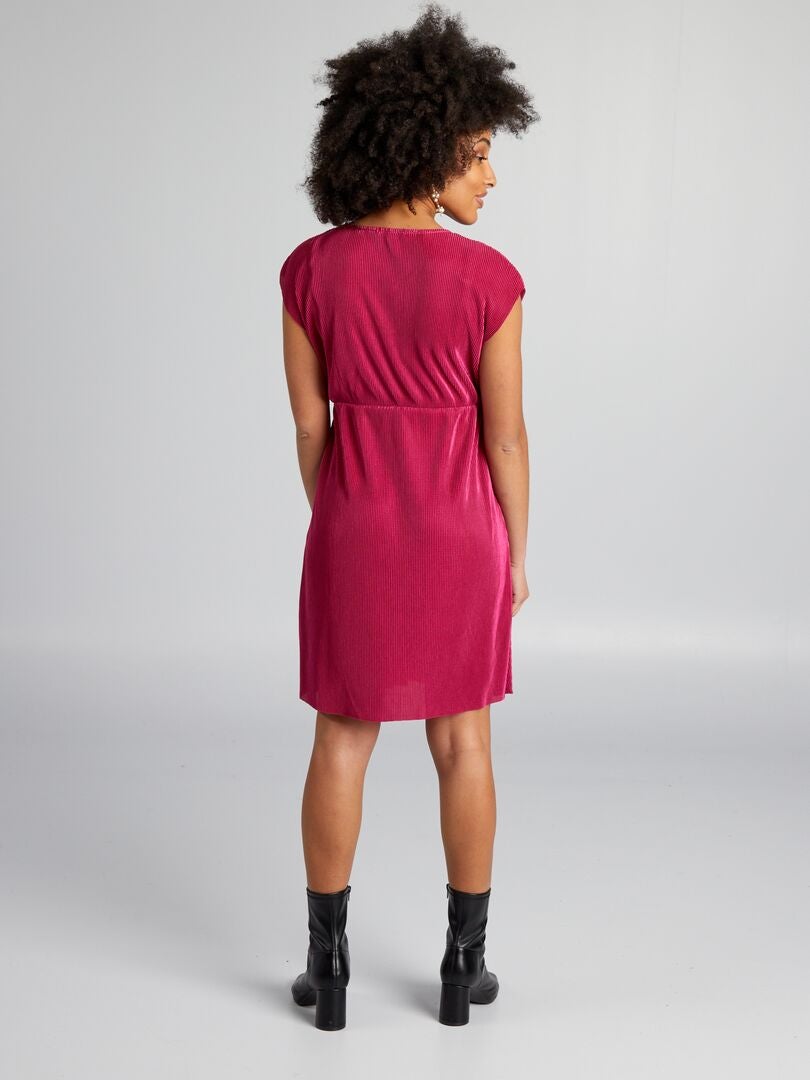 Vestido de malha plissada - ROSA