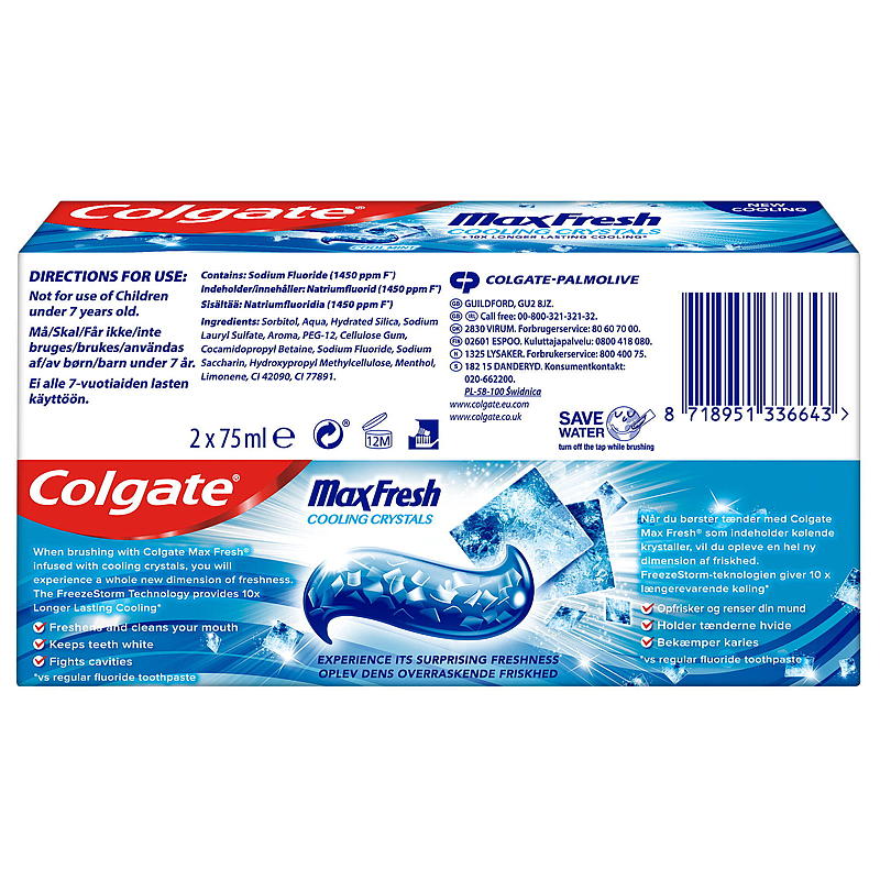 Pasta de dientes Colgate, paquete de 2, máxima frescura Colgate