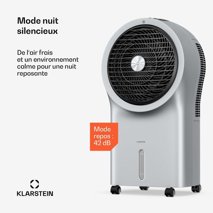 Ventilador enfriador de aire Klarstein Whirlwind - 320 m³/h - 6 l - 30 m² - 3 modos - Control remoto - Temporizador de 8 horas